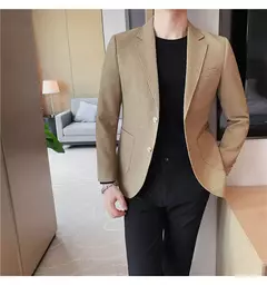 Casaco de peito único masculino, blazer slim fit, blazers grandes, casacos elegantes de luxo, outwear casual coreano para casamento - loja online