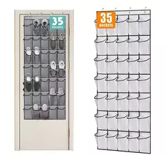 35 bolsos sobre a porta organizador de sapatos grandes bolsos de malha com 4 ganchos tecido transparente sapato rack saco de armazenamento para o quarto - comprar online