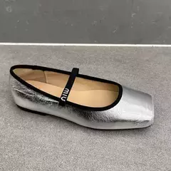 Imagem do Sapatilhas de couro macio para mulheres, bombas de dedo quadrado, sapatos casuais, sapatos Mary Jane, escritório, trabalho, fina, moda feminina