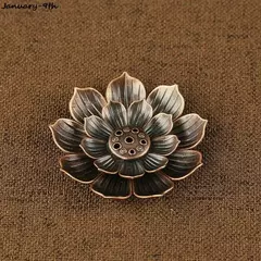 Liga Incenso Vara Titular, Linha Lotus Incenso Queimador, Yoga Sábio, Sândalo Bobina Base, Bronze Artesanato, Home Decor, Presente de Natal, 3 em 1
