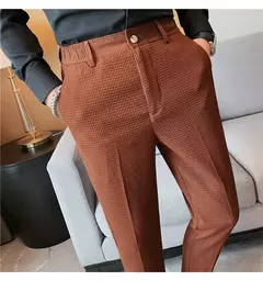 Calça waffle stretch masculina, calça reta justa, terno de festa social, roupa formal, alta qualidade, nova moda, 2022 - comprar online