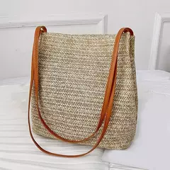 Bolsa de tecido palha casual feminina, cachecol de seda, laço, bolsa de praia, grande capacidade, portátil, sacola para senhora, nova, 1 ombro, verão