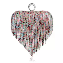 Embreagem de borla de diamantes brilhantes para mulheres, bolsa caixa de metal, bolsa de festa noturna, alça redonda, moda - Wolf Magazine
