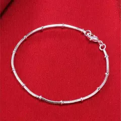 Pulseira fina de prata esterlina 925, nobre, corrente sólida, para mulheres, homens, presente de festa, casamento, joias da moda, modelo quente