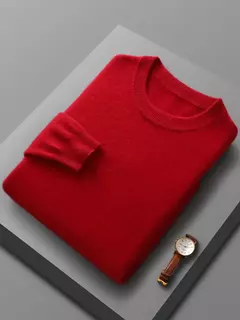 Pulôver de lã merino para homens, 100% lã pura, gola O, manga longa, malha de cashmere, roupas femininas, graça, primavera e outono na internet