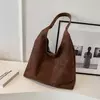 Outono e inverno vintage bolsa feminina grande capacidade camurça bolsa de ombro cor sólida simples casual commuter saco retro bolsas