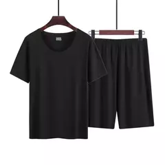 Pijama de seda gelo de duas peças masculino, modal fino, pijama de manga curta, conjunto de moda grande, verão - Wolf Magazine