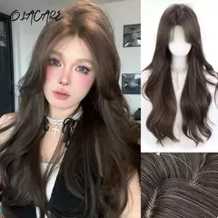 Olacare longo onda do corpo preto ombre cosplay perucas sintéticas resistentes ao calor franja natural lolita perucas para mulher dia das bruxas