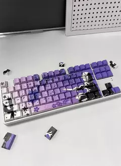 Raven sakura anime pbt cereja keycap 129 teclas gamer teclado mecânico impressão lateral retroiluminado rgb gradiente menina interruptor mx magnético - comprar online