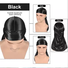 Respirável cauda longa Doo Rag para homens, seda Durag, chapéu bandana turbante, bandana, novo, 1-4pcs - comprar online