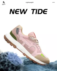 Tênis clássicos equilíbrio casual, rosa e branco, moda, com um design de um produto de moda