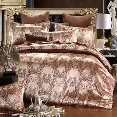 Imagem do High End Jacquard Bedding Set, Luxo, Europeu, Conjuntos de cama de casamento, Rainha, American Satin, Double Duvet Cover,