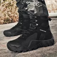 Sapatilhas de plataforma impermeáveis masculinas, botas de combate, sapatos casuais, top alto, masculino, preto, tamanho grande 46 47, ao ar livre, na moda - loja online