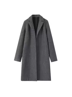 Willshela-Trincheira longa de ponto aberto feminino, decote em v vintage, mangas completas, roupas femininas chiques, moda sólida - loja online