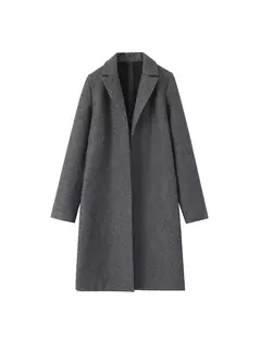 Willshela-Trincheira longa de ponto aberto feminino, decote em v vintage, mangas completas, roupas femininas chiques, moda sólida - comprar online