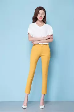 Calça lápis elástica de cintura alta fina feminina, calça grande tamanho no tornozelo, calça casual formal para escritório, 75kg, primavera, 2022