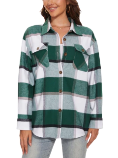 TACVASEN-Casual flanela xadrez camisas para as mulheres, manga comprida, botão para baixo, caminhadas ao ar livre blusa, 2 bolsos no peito, soltas ajuste algodão tops - Wolf Magazine