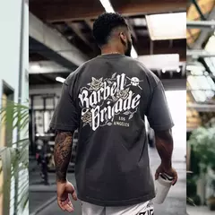 BARBELL Briggs-camiseta solta de fitness masculina, camiseta casual de algodão, manga curta, corrida na academia, moda verão, tamanho grande, de M a 3XL na internet