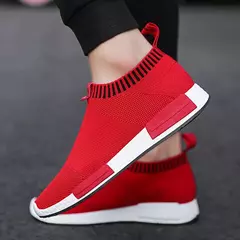 Tênis de malha respirável masculino, tênis de corrida com meias super leves, sapatos de caminhada ao ar livre, tênis masculino, novo, 2024