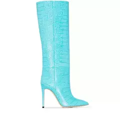 Botas agulha de dedo apontado para mulheres, manga padrão cobra, sapato de tubo longo, moda europeia e americana, inverno