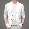Blazer casual fino de seda gelo masculino, roupa masculina, manga comprida, tamanho grande, blazers sólidos finos, protetor solar, moda verão, primavera