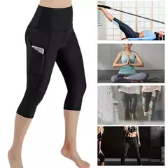 Legging de cintura alta com bolsos para mulheres, moletom de corrida, calça esportiva de secagem rápida, calça de ioga treino, novo, 2024