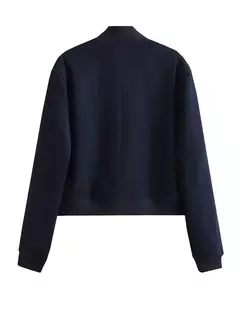 Willshela-Jaquetas bomber monocromáticas femininas, casaco com bolsos, decote em v, peito único, mangas compridas, roupas chiques para senhora, moda feminina - Wolf Magazine