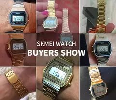 Skmei-Relógio digital à prova d'água para homens, pulseira de aço inoxidável, display LED, relógios esportivos casuais, moda, 1123 - Wolf Magazine