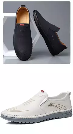 Sapato de couro casual masculino, sola macia, respirável, tendão de vaca, trabalho, dirigindo, feijão, vestido de negócios masculino