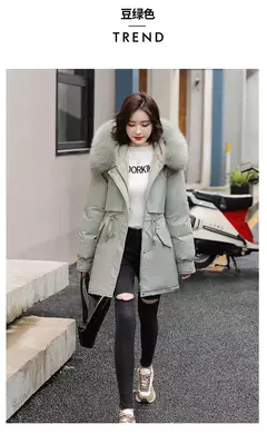 Parka longa de lã com capuz feminino com gola de pele, casaco fino, roupas acolchoadas, neve quente, moda inverno, novo, 2023