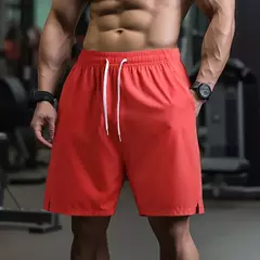 Imagem do UETEEY-Calças curtas finas leves para homens, shorts masculinos com cordão, desgaste de ginástica, corrida, agachamento, fitness, secagem rápida, quente