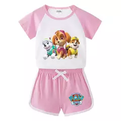 Boys Paw Patrol T-shirt manga curta Top e Shorts Set, bebê meninos roupas, roupas dos desenhos animados, terno verão, novo conjunto infantil, 2022, 2pcs na internet