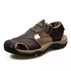Sapatos masculinos casuais de couro genuíno, sandálias masculinas ao ar livre, sapatos romanos de praia, plus size 38-48, verão - comprar online