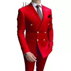 Fato de negócio trespassado masculino, casaco monocromático masculino, blazers de casamento finos, jaqueta, calças, nova moda, 2 peças, 2024 - Wolf Magazine