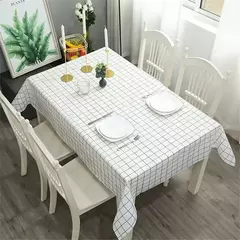 Plástico PVC Impermeável Oilproof Cozinha Mesa De Jantar Capa, Toalha De Mesa Retangular, Grade Impresso Mat, Capa Antifouling - comprar online