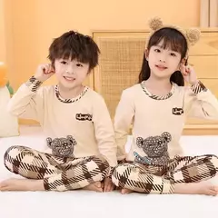 Conjuntos de pijama de algodão de manga comprida infantil, Roupa infantil, Pijama adolescente, 6 anos, 8 anos, 10 anos, 12 anos, 14 anos, Outono - loja online