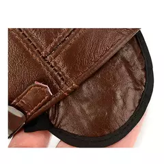 Boné de beisebol de couro verdadeiro para homens, boné de couro real, orelha exterior, novo estilo, inverno quente, 2022