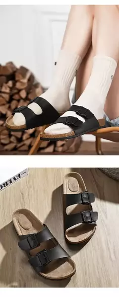 Chinelos de couro Herringbone para casais, chinelos retrô para homens e mulheres, sandálias de praia casuais, nova moda, verão 2024