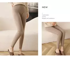 Imagem do Leggings Slim Fit de Alta Elasticidade, 100% Cashmere, Cor de Carne, Casual, Versátil, Glamourosa