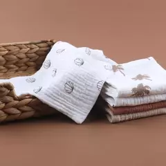 Baby's Soft Absorbent Gaze Algodão Toalhas, Face Wipe, Lenço, Banhando Toalhinha de alimentação, 5Pcs
