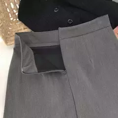 Lucyever-Mini-saia feminina linha A, estilo coreano, cintura alta, dividida, simples, casual, shorts de escritório, saias femininas, preta, cinza na internet