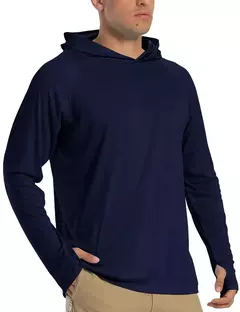 TACVASEN-Homens à Prova de UV Hoodie Manga Longa, Proteção Solar Camisetas, Respirável, Leve, Secagem Rápida, Casual Camisetas Masculinas