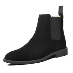 Botas de couro genuíno de camurça masculina retrô, bota curta no tornozelo, s - loja online