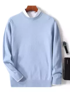 Suéter de manga comprida com o pescoço, 100% lã merino, top solto quente, cor sólida, clássico, pulôver de malha, outono inverno na internet