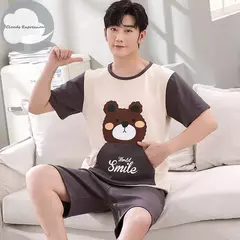 Desenhos animados pato impressão pijama conjuntos para jovens amantes, pijamas de algodão, ternos curtos para casais, moda homewear, verão, 4XL na internet