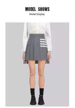 Terno estilo universitário para mulheres, quatro vestidos com barra, comprimento, tipo padrão, idade tecido, decoração, cinza, gênero na internet