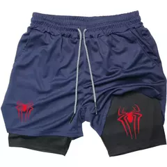 Calções desportivos com estampa aranha masculina, casual, ginásio, compressã na internet