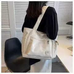 Bolsa de ombro de grande capacidade feminina, sacola de estudante, bolsa de classe, lona, nova moda, 2023 - Wolf Magazine
