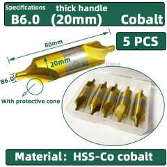 HSS-Brocas Centrais Combinadas Ti-Revestidas, 60 Graus escareadores ângulo Bit Set, Broca de Centralização Metal, Torno, W6542, M35, 6pcs, 1.0-5mm - comprar online