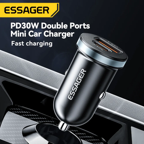 Essager 30w usb c carregador de carro tipo c carregador rápido pd qc 3.0 scp 5a carregamento rápido carga do telefone do carro para iphone xiaomi samsung